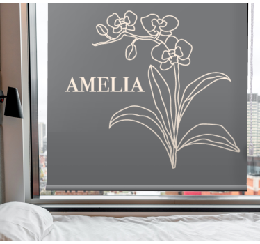 Tenda a rullo fiori e piante elegante design grigio con nome - TenStickers