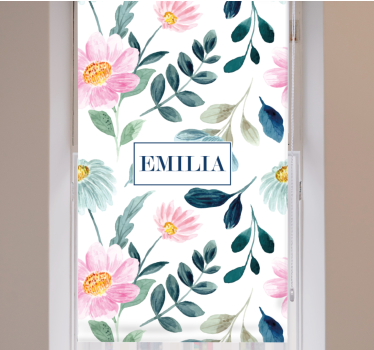 Tenda a rullo fiori e piante fiore floreale con nome - TenStickers