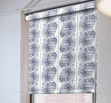 Tenda a rullo fiori e piante foglie beige stilizzate - TenStickers