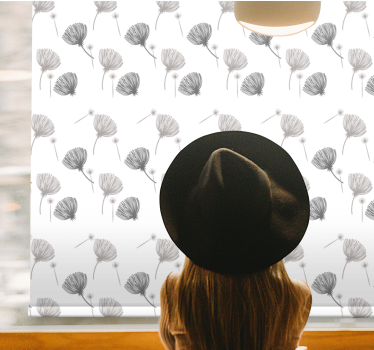 Tenda a rullo fiori e piante modello grigio tenue - TenStickers
