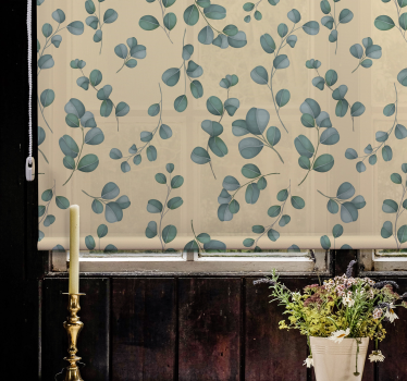 Tenda a rullo fiori e piante motivo a foglie di eucalipto - TenStickers