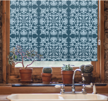 Tenda a rullo fiori e piante motivo blu provinciale francese - TenStickers