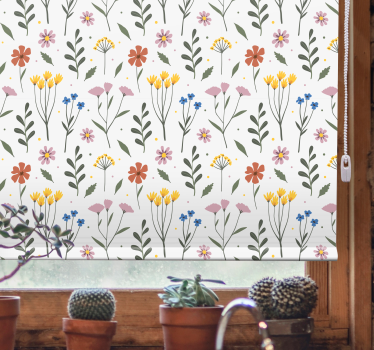 Tenda a rullo fiori e piante motivo botanico bianco - TenStickers