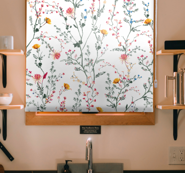 Tenda a rullo fiori e piante motivo floreale a uccelli - TenStickers