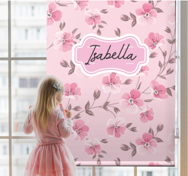 Tenda a rullo cameretta fiori di ciliegio con nome - TenStickers