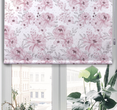 Tenda a rullo fiori e piante motivo floreale rosa - TenStickers