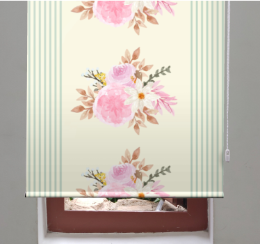 Tenda a rullo fiori e piante motivo righe provinciali - TenStickers