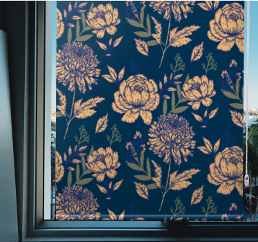 Tenda a rullo fiori modello elegante blu navy - TenStickers