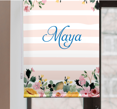 Tenda a rullo fiori motivo righe personalizzato - TenStickers