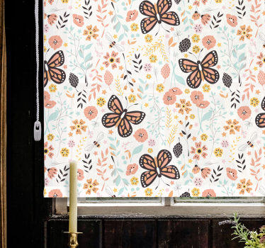 Tenda a rullo fiori modello giardino delle farfalle - TenStickers