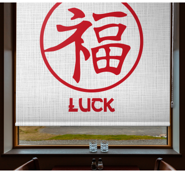 Tenda a rullo frasi simbolo della fortuna in rosso - TenStickers