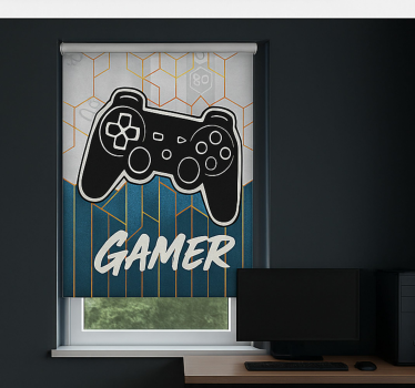 Tenda a rullo gamer design del giocatore esagonale - TenStickers