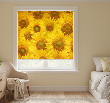 Tenda a rullo gialla girasoli - TenStickers
