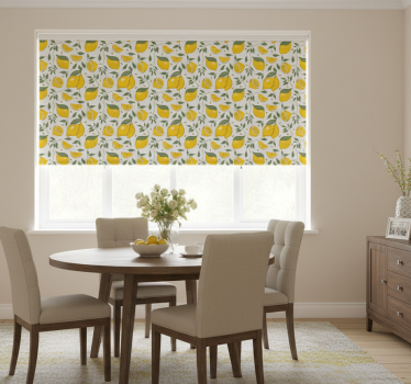 Tenda a rullo gialla limoni e fiori crema - TenStickers