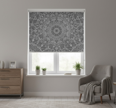 Tenda a rullo grigia motivo mandala intricato - TenStickers