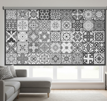 Tenda a rullo grigia motivo mosaico rustico scuro - TenStickers