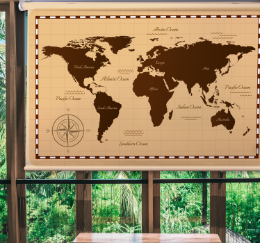 Tenda a rullo mappamondo esplorazione d'epoca - TenStickers