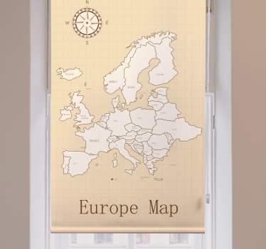 Tenda a rullo mappamondo europa su sfondo beige - TenStickers