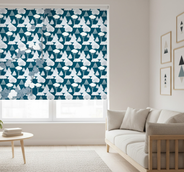 Tenda a rullo moderna alberi blu navy japandi - TenStickers
