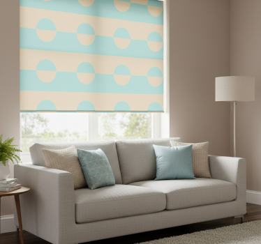 Tenda a rullo moderna con pois blu chiaro e beige - TenStickers