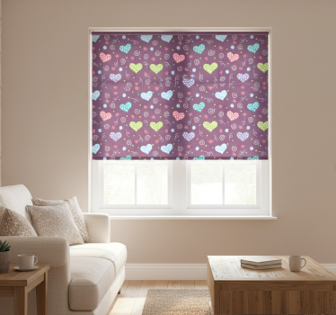 Tenda a rullo moderna cuori e linee decorativi - TenStickers