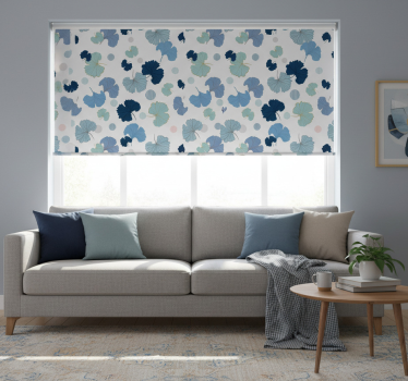 Tenda a rullo moderna foglia di ginkgo blu - TenStickers