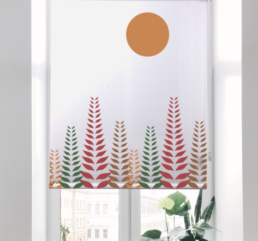 Tenda a rullo moderna fogliame retrò e sole - TenStickers