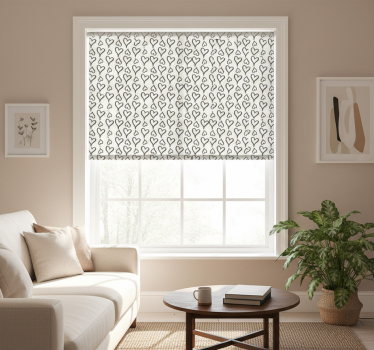 Tenda a rullo moderna icone cuore nere illustrate - TenStickers