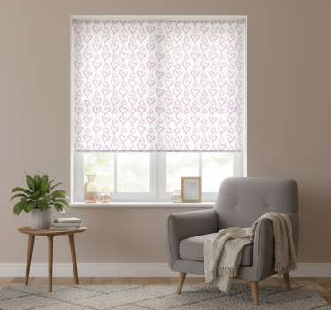 Tenda a rullo moderna icone cuore rosa illustrate - TenStickers