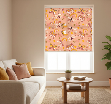 Tenda a rullo moderna motivo boho farfalle e arcobaleni - TenStickers
