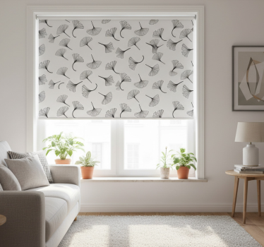 Tenda a rullo moderna motivo foglie di ginkgo nere - TenStickers
