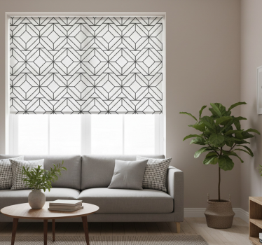 Tenda a rullo moderna motivo geometrico bianco e nero - TenStickers
