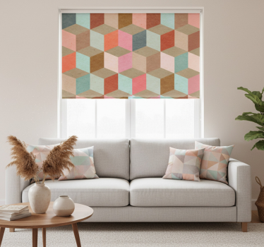 Tenda a rullo moderna motivo geometrico pastello kraft - TenStickers