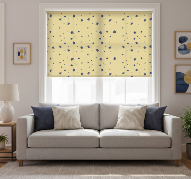 Tenda a rullo moderna stelle blu su sfondo giallo - TenStickers