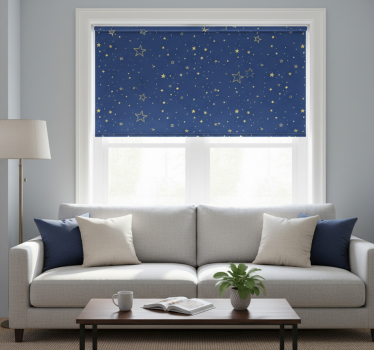 Tenda a rullo moderna stelle dorate su sfondo blu - TenStickers