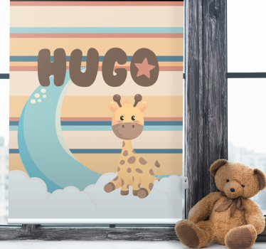 Tenda a rullo neonati giraffa con nuvole - TenStickers