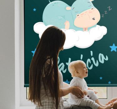 Tenda a rullo neonati sogno ippopotamo con nome - TenStickers
