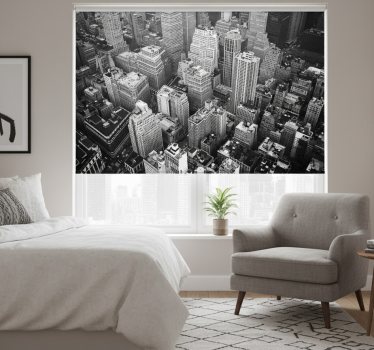 Tenda a rullo nera new york aerea bianco e nero - TenStickers