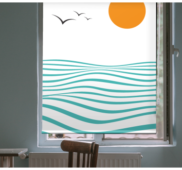 Tenda a rullo moderna tramonto con onde - TenStickers