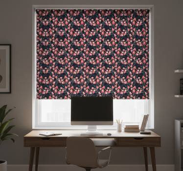 Tenda a rullo per ufficio fiori rosa fragili su rami - TenStickers