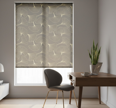 Tenda a rullo per ufficio foglie di ginkgo oro carbone - TenStickers