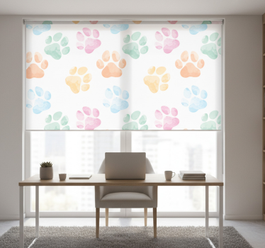 Tenda a rullo per ufficio zampe di animali pastello - TenStickers