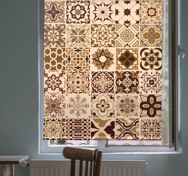 Tenda a rullo piastrelle beige geometriche - TenStickers