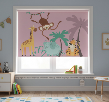 Tenda a rullo porpora animali safari colorati - TenStickers