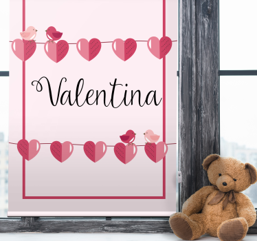 Tenda a rullo camera ragazzi cuori d'amore e nome - TenStickers