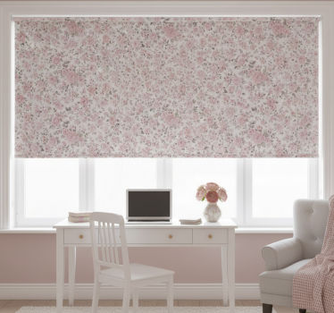 Tenda a rullo rosa fiori retro vintage - TenStickers
