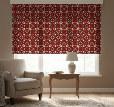 Tenda a rullo rossa con motivo piastrelle vintage - TenStickers