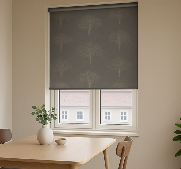 Tenda a rullo sala da pranzo alberi della foresta nera beige - TenStickers