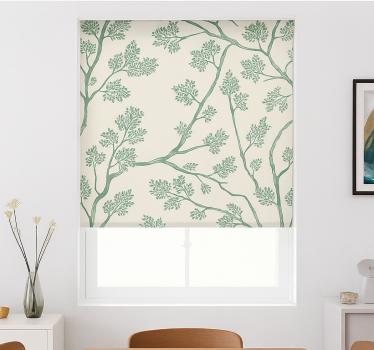 Tenda a rullo sala da pranzo albero fiorito verde - TenStickers