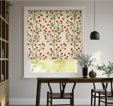 Tenda a rullo sala da pranzo bacche foglie floreali - TenStickers